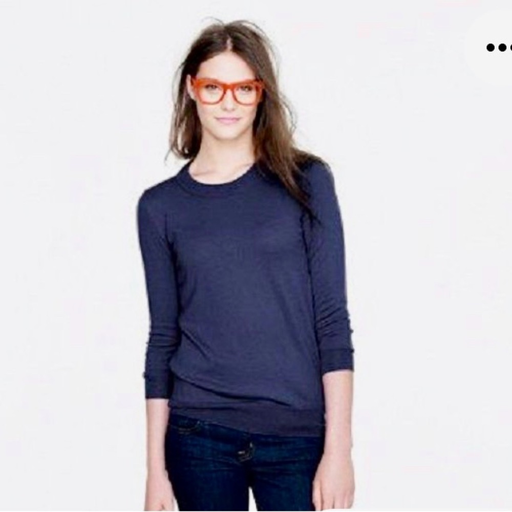 J.Crew Sz XXS Tippi Sweater 100% Merino Wool Jumper Sweater Pullover Blue Navy